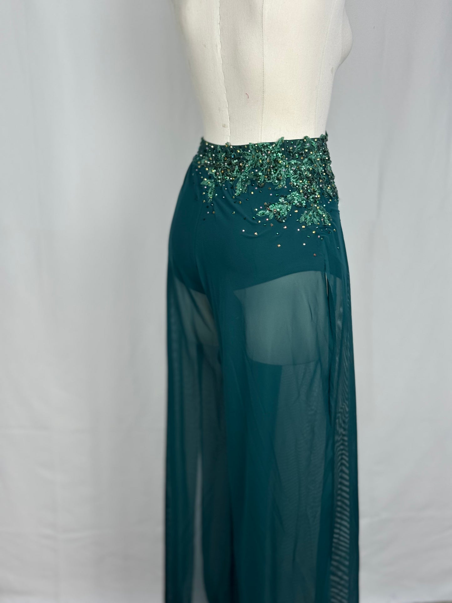 Green Mesh Contemporary Dance Pants, Adult Large