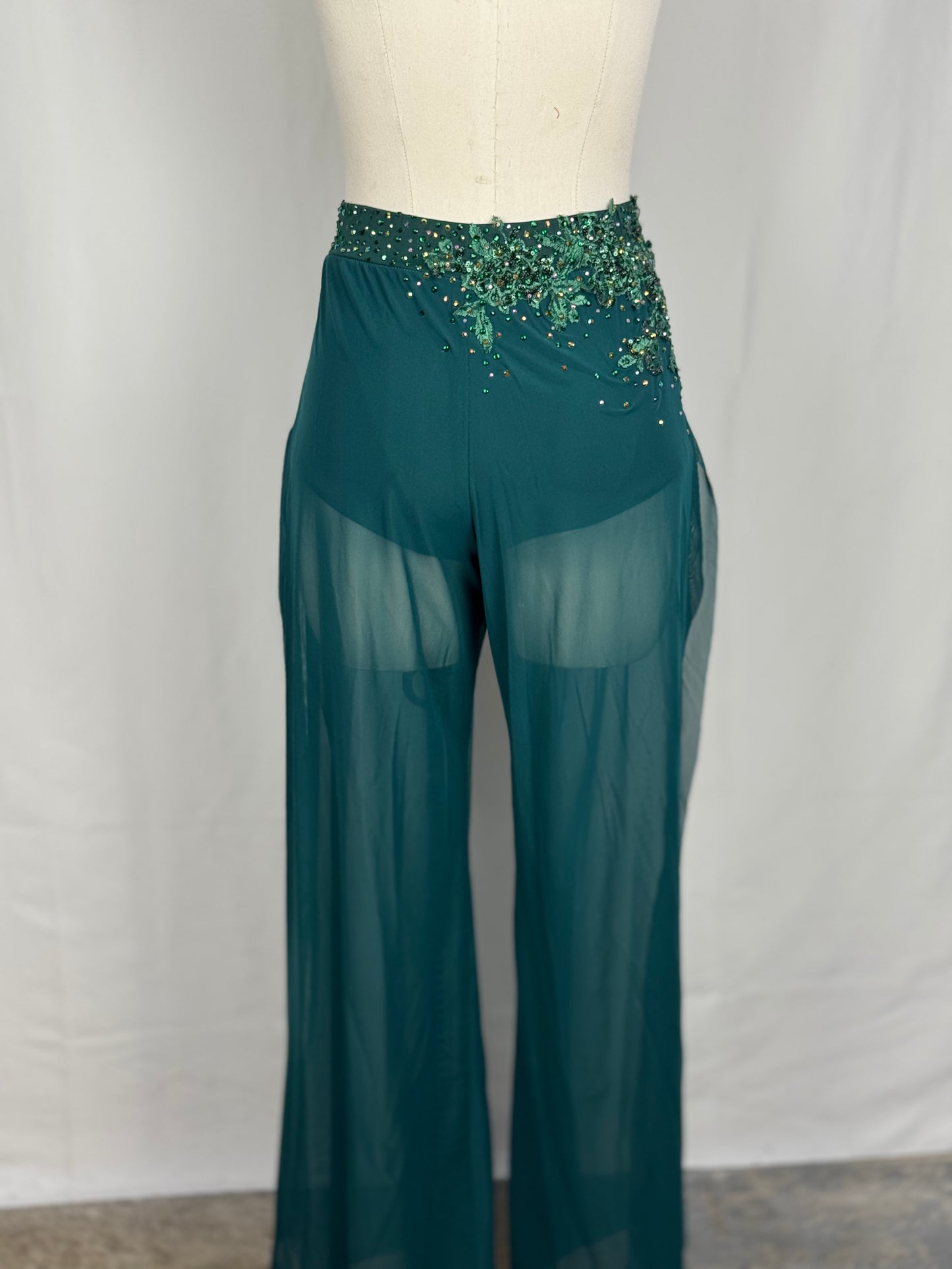 Green Mesh Contemporary Dance Pants, Adult Large