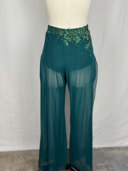 Green Mesh Contemporary Dance Pants, Adult Large