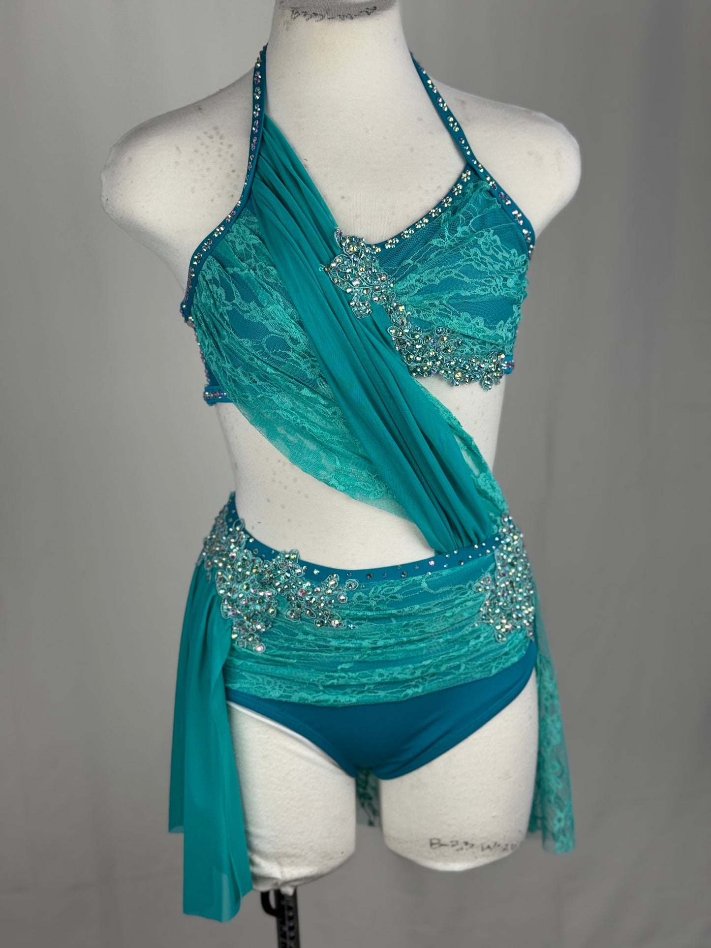 Turquoise Lyrical Dance Costume, Adult X-Small