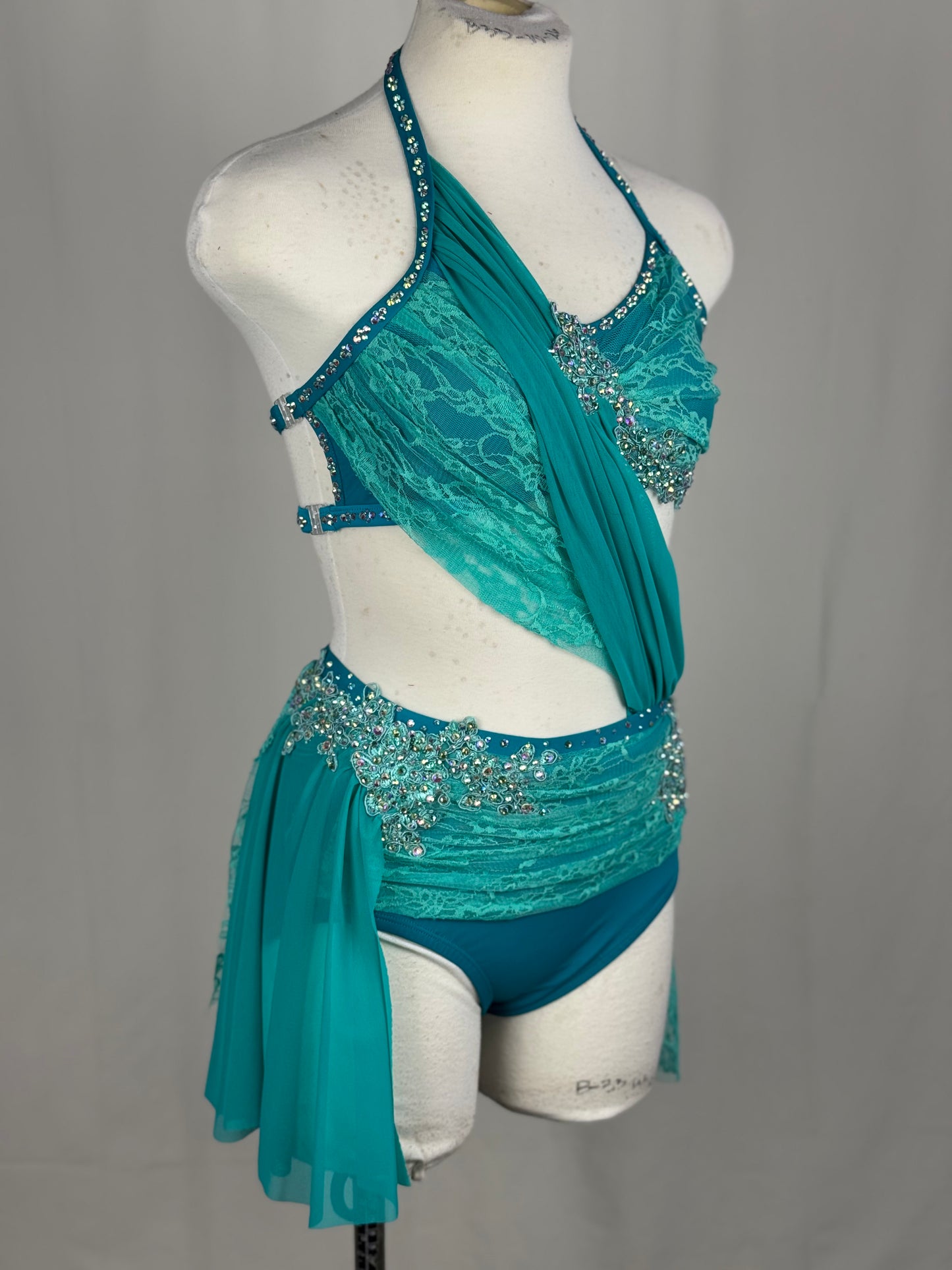 Turquoise Lyrical Dance Costume, Adult X-Small