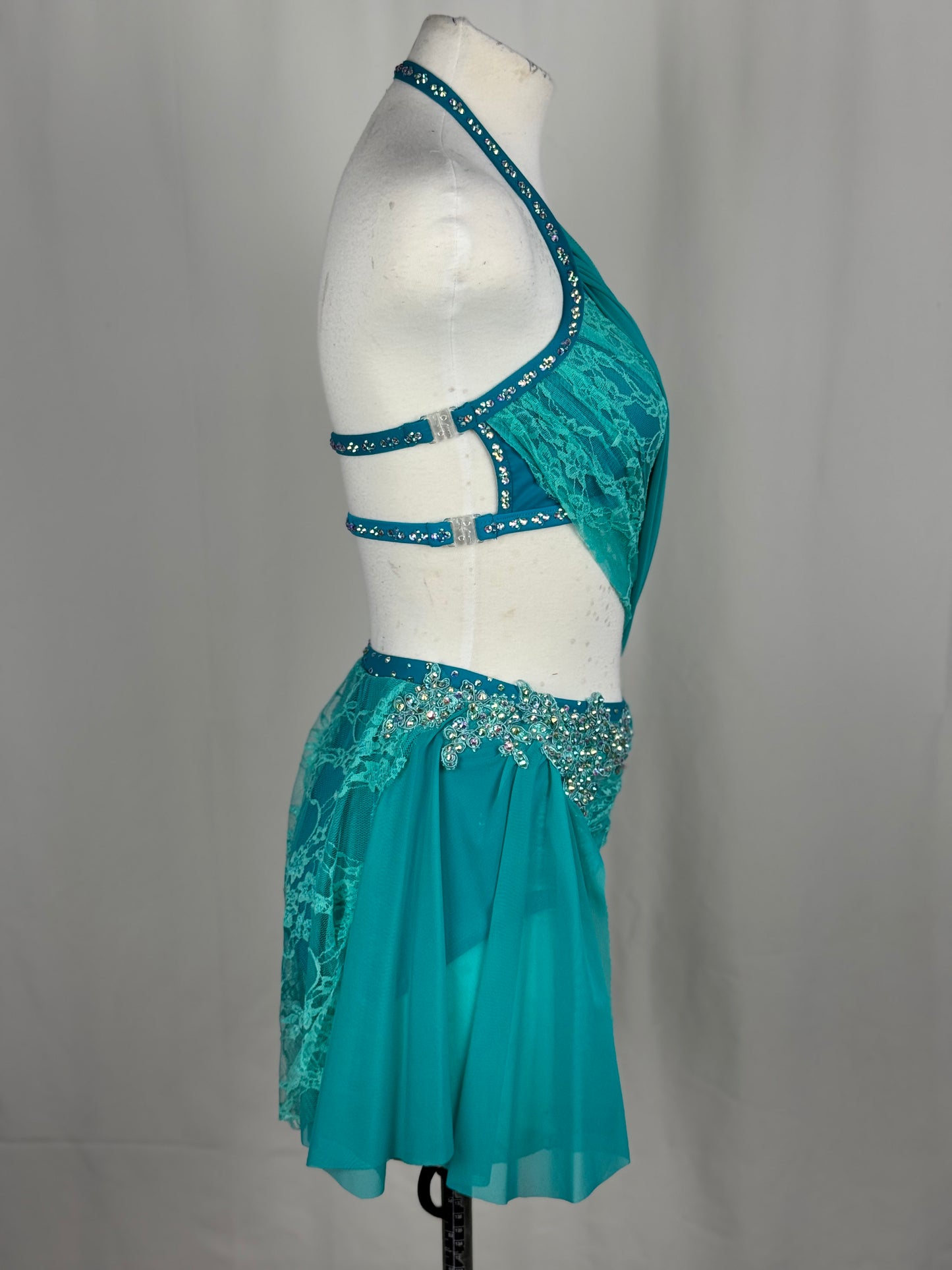 Turquoise Lyrical Dance Costume, Adult X-Small