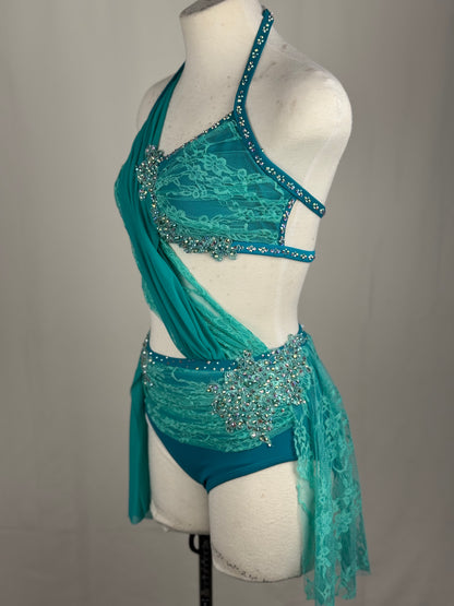 Turquoise Lyrical Dance Costume, Adult X-Small