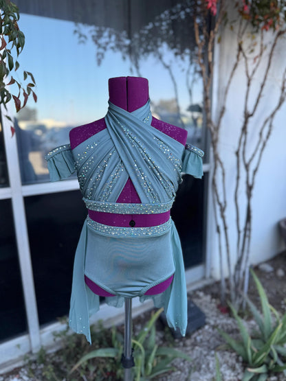 READY-TO-SHIP // Child Medium // Slate Blue/Gray Lyrical Dance Costume