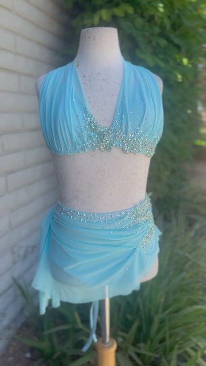 Baby Blue Two-Piece Lyrical Dance Costume, Size Child Large